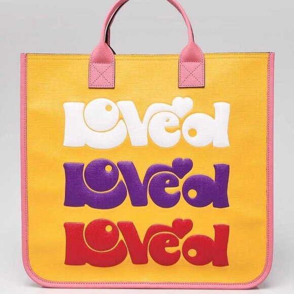 Gucci Pink/Yellow Coated Canvas Rainbow "Loved" Children's Tote Bag - Picture 1 of 10